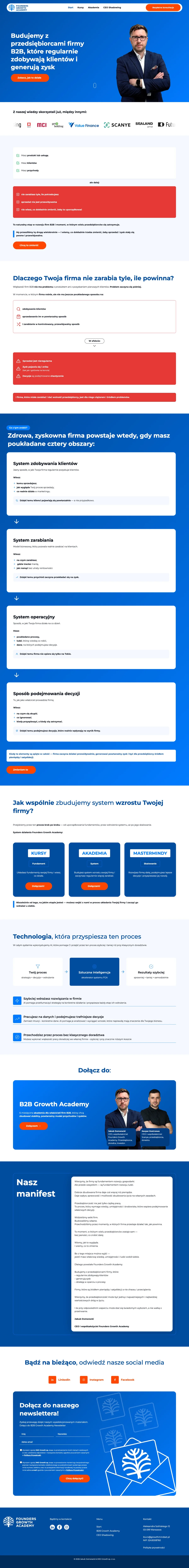 Founders Growth Academy 9 Cała strona Founders Growth Academy na komputerze
