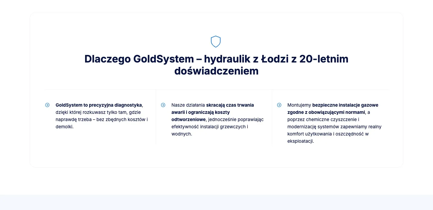 GOLD-SYSTEM 4 GOLD-SYSTEM — Dlaczego GoldSystem – hydraulik z Łodzi z 20-letnim doświadczeniem