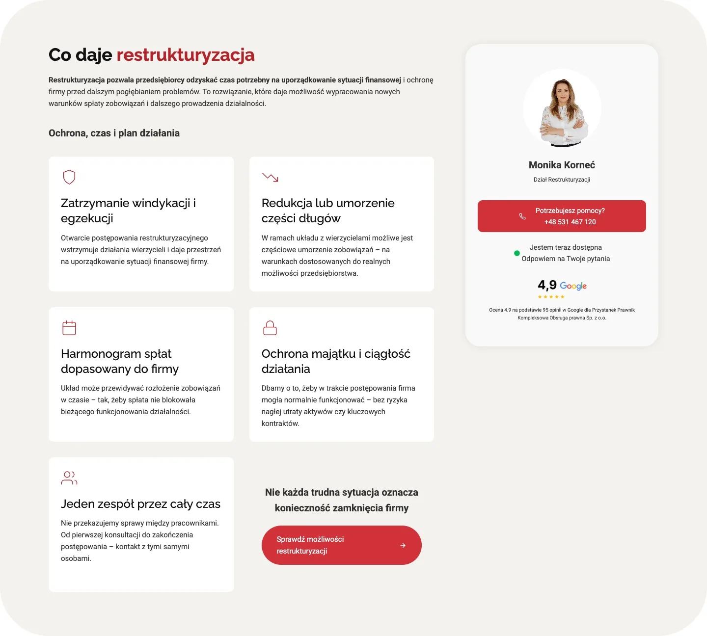 Przystanek Prawnik — Co daje restrukturyzacja