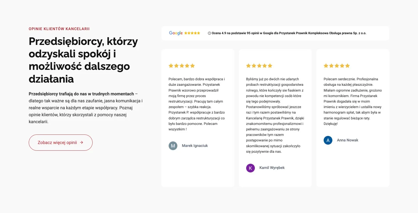 Przystanek Prawnik — Przedsiębiorcy, którzy odzyskali spokój i możliwość dalszego działania