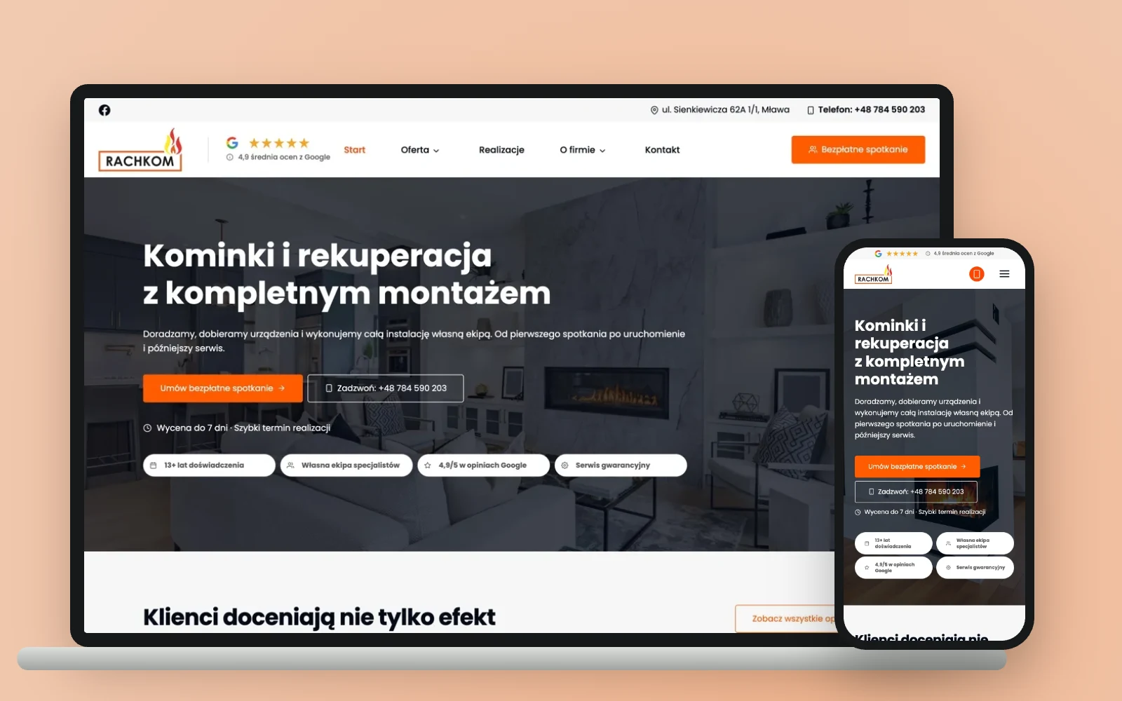 ARKADA — dachy i elewacje 12 Strona Rachkom na komputerze i telefonie