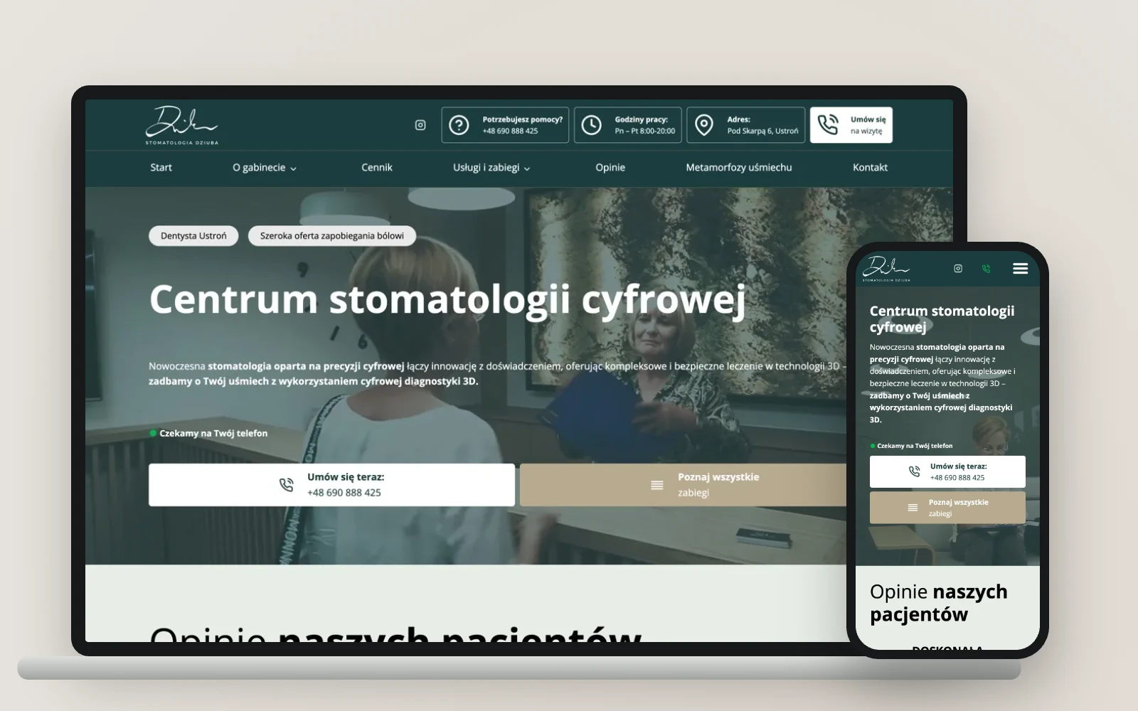 Estetic Skin 12 Strona Stomatologia Dziuba na komputerze i telefonie