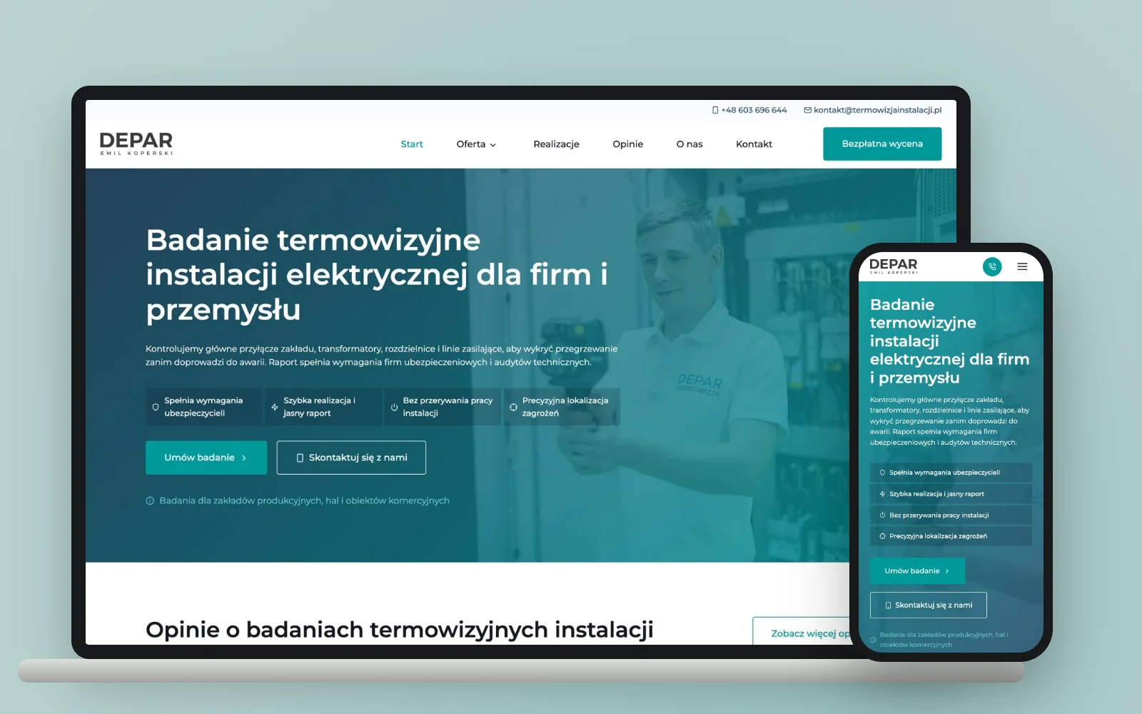 ARKADA — dachy i elewacje 13 Strona DEPAR — termowizja instalacji na komputerze i telefonie