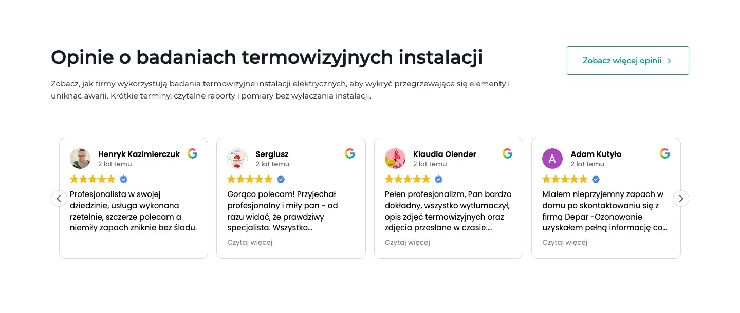 DEPAR — termowizja instalacji — Opinie o badaniach termowizyjnych instalacji